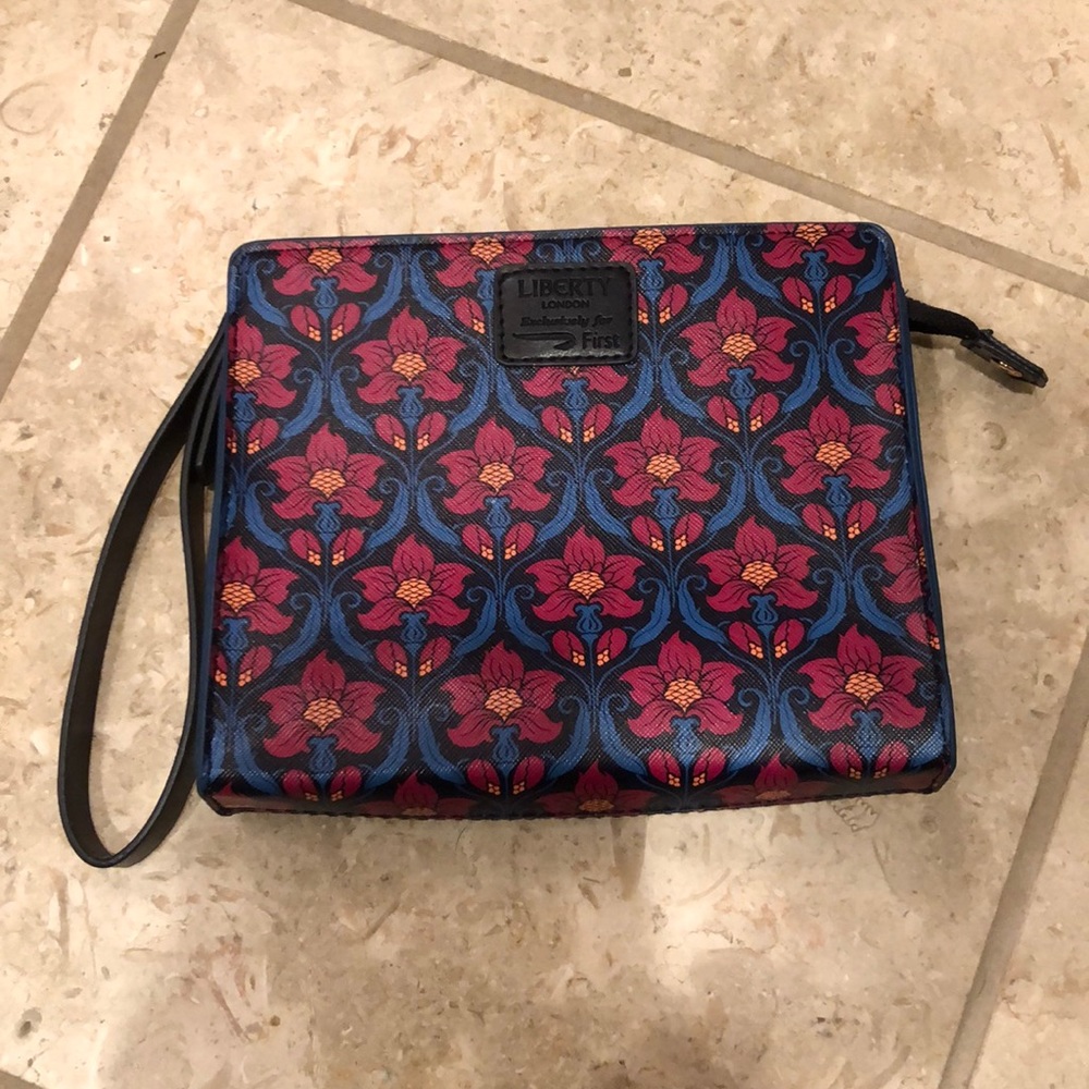 New Liberty London colorful floral square mini clutch wristlet toiletry handbag